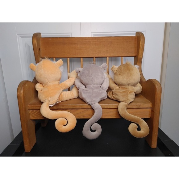 Vtg 1998 Enesco Precious Moments Tender Tails Monkeys Set of 3 Holding Hands NWT - Picture 4 of 8